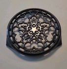 Le Creuset France Round Footed Cast Iron Black Enameled 8  Trivet  Holder  b1-b3