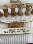 Antique Vintage Real French Metal Thread Tinsel Fly Tying Set 13 Spools  cards