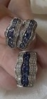 Susan Levian Pave Wavy Sapphire Pendant And Huggie Earrings
