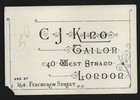 C j  King Tailor London Trade Card