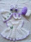 Infant 3 Month Baby Girl Hand Crochet Quality Dress Set Newborn Baby Costume Set