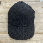 Women   s Black Michael Kors Mk Logo Monogram Adjustable Back Strap Hat One Size