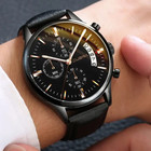 Cuena Luxury Watch Leather Strap Mens Quartz Watch Casual Gift Waterproof Wrist