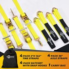 4 Axle Straps Car Tie Down Straps Ratchets Tow Straps For Trailers W snap Hooks