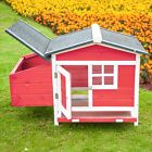Outdoor Chicken Coop Poultry Cage Wooden Hen House W  Nesting Box  Ramp   Tray