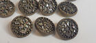 Antique Victorian Steel Cut Buttons Set Of Eleven Floral Vines