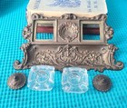 Victorian Style Ornate Brass And Glass  Double Inkwell Ink Well