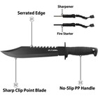 Flissa 15  Fixed Blade Tactical Bowie Knife Survival Hunting Knife Fire Starter