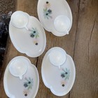 Mid-century Modern Federal Milk Glass Atomic Flower Complete Snack Set 4 Sets