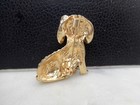 Hound Crystal Dog Puppy Brooch Pin Silver Plated