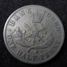 1850 Bank Of Upper Canada Half Penny Token With Dragonslayer Design