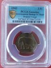 Belgian Congo 2 Francs Hexagonal Au Coin 1943 Year Km 25 Elephant Pcgs Grading
