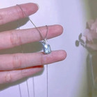 Woman Necklace Silver Stainless Steel Chain Cubic Zircon Charm Pendant Jewelry