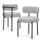 Gray Boucle Fabric Dining Chair Kitchen Dining Room Accent Padded Chair   set Of 2