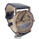 Steampunk Vintage Sundial Compass Black Wrist Strap Maritime Antique Device Navy