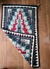 Vintage Native American Indian Navajo Wool Rug 36    X 60    Red Black Grey Euc