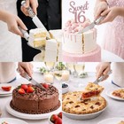 Elegant Cake Knife And Server Set Stainless Steel With Crystal Handle - Perfe   