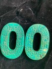 2pcs Excellent Chinese Old Turquoise Hand Carved  ritual  Little Oval 2faces Bis