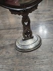 Vintage Vanity Mirror On Pedestal Silver Floral
