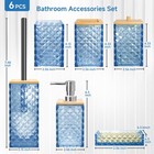 Bathroom Accessory Set 6 Pcs Blue Accessories Soap Dispenser Toothbrush Holder