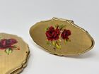 Vintage Stratton England Red Rose Powder Compact   Lipview Lipstick Case Set