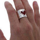 925 Sterling Silver  Artisan Heart Ring  Hammered Cigar Band  Heart Cut-out Cent