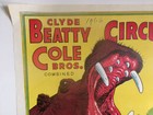 Original 1950s-60s Clyde Beatty Cole Bros  Circus Poster 36x21 Roland Butler  3