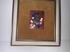 Vintage Enamel On Copper Wall Art Mcm Framed Abstract