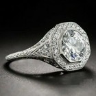 Antique Art Deco Vintage 2 90 Ct Diamond Wedding Ring 925 Sterling Silver