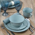 16-piece Service For 4 Dinnerware Set - Teal Antiqued Stoneware