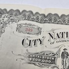 Vtg Obsolete 1916 City National Bank Of Oshkosh Stock Certificate  10  No  349 