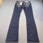 Rock Revival Anett  Boot Jeans Womens 29 Embellished Embroidered Dark Nwt
