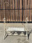 Antique 19th C American Gothic Iron Baby Rocking Cradle Crib Tester Bed W Ship