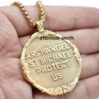 New Mens Catholic Christian Saint St Michael Medal Medallion Pendant Necklace