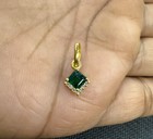 Natural Emerald Or Diamond Charm Pendant-18k Solid Yellow Gold Handmade Necklace