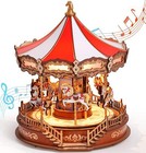 Robotime 3d Wooden Puzzle Classic Carousel Music Box With Light Building Toy Kit