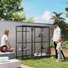 Pawhut Weld Wire Catio Outdoor Indoor W  Waterproof Cover  For 1-3 Kittens