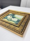 Vintage Framed P  Rolence  two Himalayan Rabbits Eating Cabbage  Lithograph