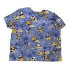 Disney Women   s 2x Blue Patterned V-neck Cotton Woven Medical Scrub Top