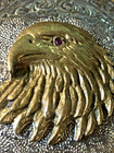 Vintage Crumrine Silver Plate Eagle Belt Buckle Ruby Eye 4  Long Usa Made