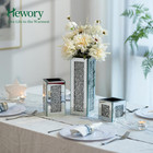 Silver Rectangle Glass Vases For Decor  Hewory Tall Crushed Diamond Mirror Vase