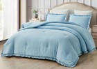  Nora Chambray Blue Comforter Set Size 3-piece King Chambray Blue  Ruffled Edge