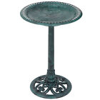 Antique Birdbath Pedestal Decor Bird Bath 3l Capacity Outdoor Garden Green