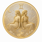 Gemini Zodiac Led Wall Art     Golden Celestial Twins Acrylic Light Sign