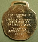 Lincoln Accident Insurance Porcelain Watch Fob S1a2-23 365