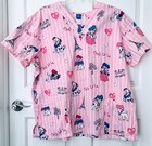 Disney Womens Size Small Paris 101 Dalmations Medical Scrub Top New