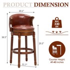 Leather Wooden Bar Stools Swivel Counter Bar Chair With Back For Dining Kitchen