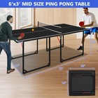 6ft Mid-size Table Tennis Game Set ping Pong Table With Net 2 Paddles  3 Balls 