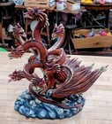 Seven-headed Red Dragon Statue     Hydra Fantasy Gothic Decor