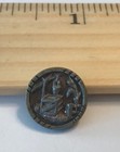 Unique Rare Vintage Antique Brass Tone Crate Bucket Wheat Fence Metal Button 730